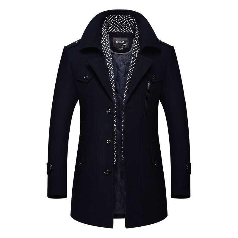 Men's Wool Blend Winter Trench Coat