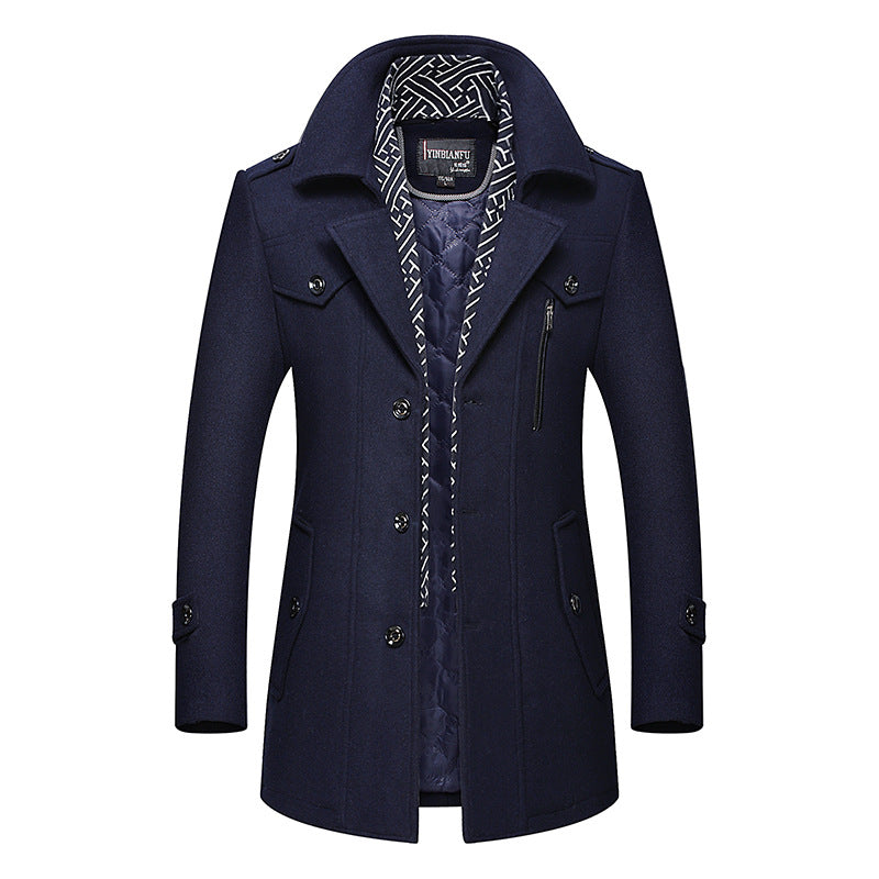 Men's Wool Blend Winter Trench Coat