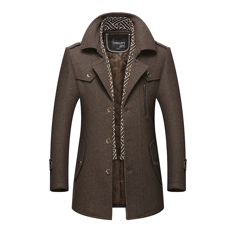 Men's Wool Blend Winter Trench Coat