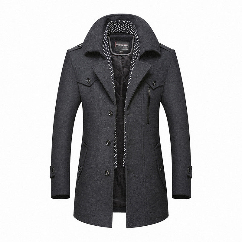 Men's Wool Blend Winter Trench Coat