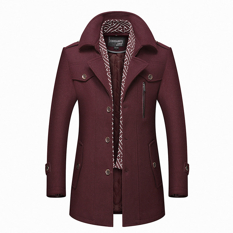 Men's Wool Blend Winter Trench Coat